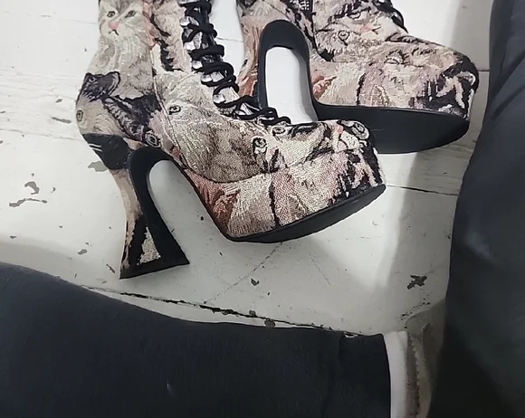 Sugar Thrillz Feline Fantasy Lace-Up Heeled Boots - Picture 4 of 4